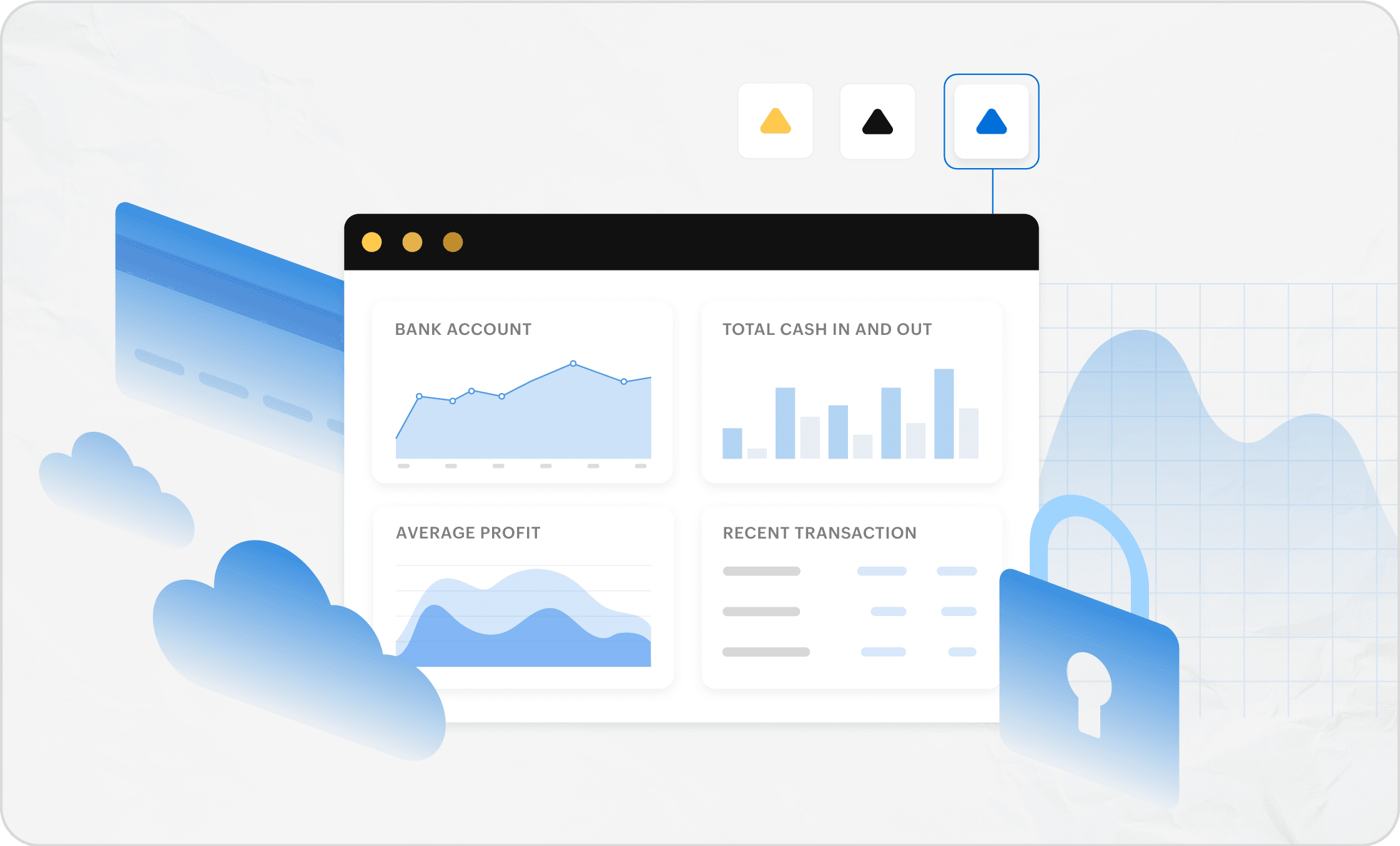 stylized accounting software dashboard.